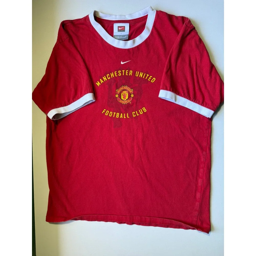 Nike Manchester United Football Club Ringer T Shirt Red Youth Large L 14 16